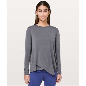 Lululemon Sweetest Day Long Sleeve Asymmetrical Hem Top Charcoal Gray Women 10